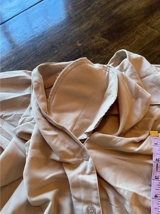 Vintage Notations Beige Button Down Long Sleeve Blouse Plus 2X Work Office Prep - Picture 7 of 7